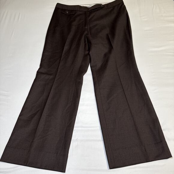 Lands End Womens Size 14 Petite Wool Cashmere Blend Lined Brown Dress Pants EUC - Picture 1 of 12
